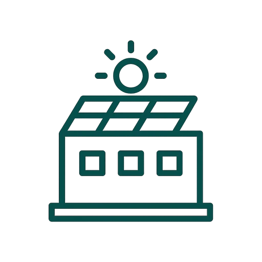 Commercial rooftop solar array icon