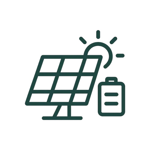 Off-grid solar and battery icon
