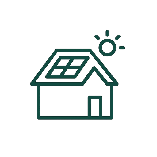 Residential rooftop solar panel icon