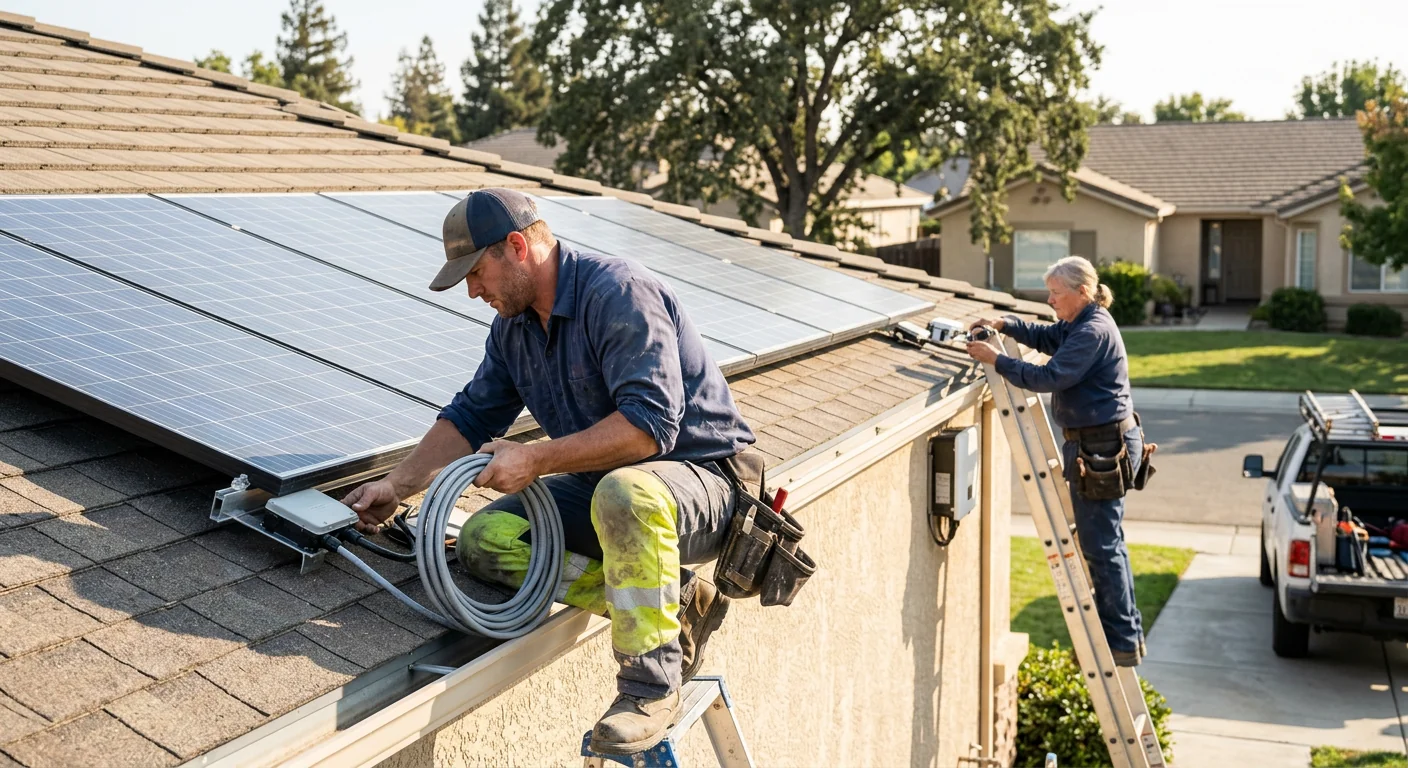 Finished result of maintained solar array boosting curb appeal on a suburban home